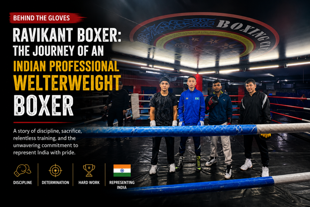 The Making of a Champion: Inside Ravikant's Professional Boxing Journey Ravikant, Indian Professional Welterweight Boxer, training with international boxers during a professional boxing camp.